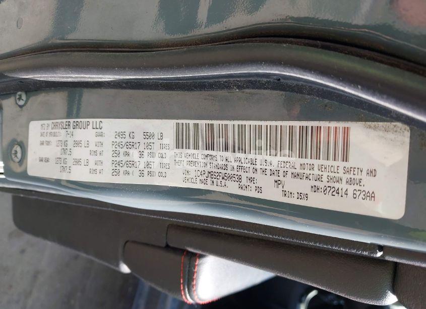 Photo 9 of 2015 Jeep Cherokee TRAILHAWK (VIN 1C4PJMBS2FW500538)