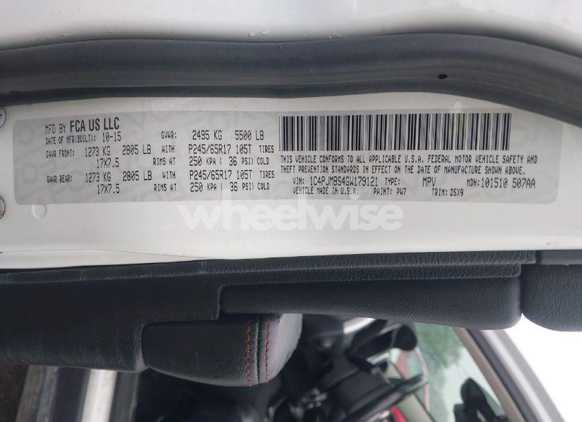 Photo 9 of 2016 Jeep Cherokee TRAILHAWK (VIN 1C4PJMBS4GW179121)