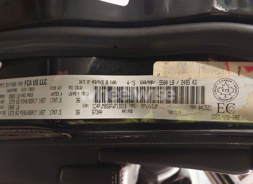 Photo 9 of 2015 Jeep Cherokee TRAILHAWK (VIN 1C4PJMBS6FW713315)