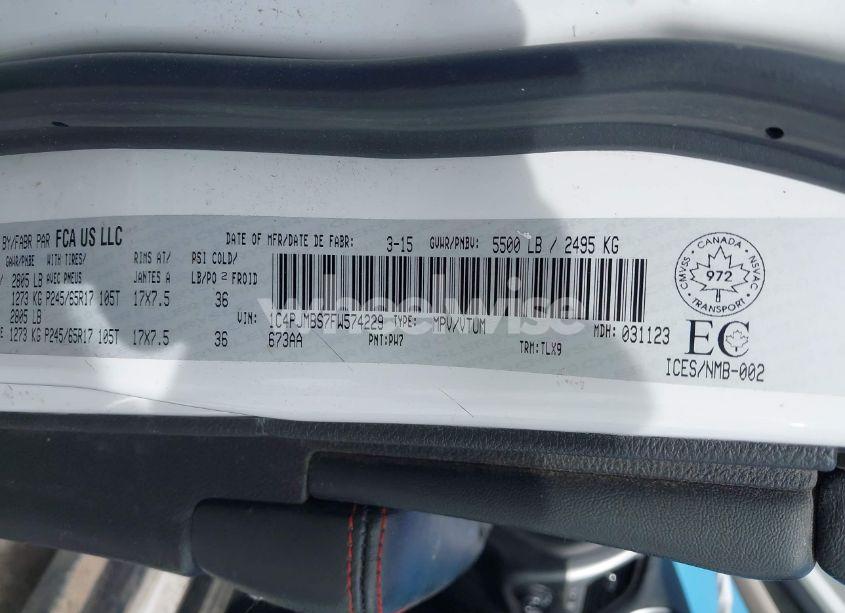 Photo 9 of 2015 Jeep Cherokee TRAILHAWK (VIN 1C4PJMBS7FW574229)