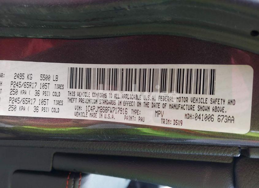 Photo 9 of 2015 Jeep Cherokee TRAILHAWK (VIN 1C4PJMBS8FW717916)