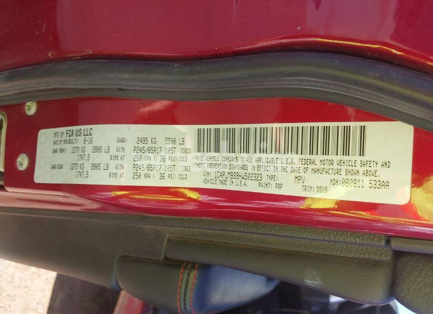 Photo 9 of 2017 Jeep Cherokee TRAILHAWK 4X4 (VIN 1C4PJMBS9HW502323)