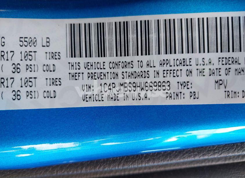 Photo 9 of 2017 Jeep Cherokee TRAILHAWK 4X4 (VIN 1C4PJMBS9HW669863)