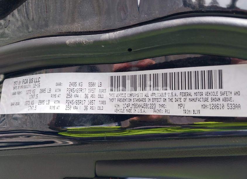 Photo 9 of 2017 Jeep Cherokee TRAILHAWK L PLUS 4X4 (VIN 1C4PJMBSXHW591223)