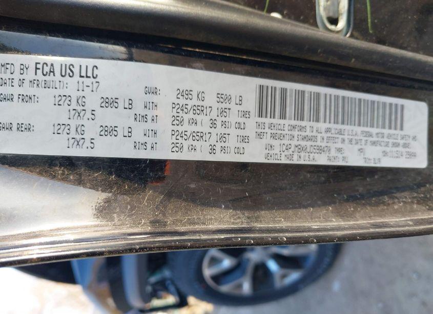 Photo 9 of 2018 Jeep Cherokee TRAILHAWK 4X4 (VIN 1C4PJMBX0JD598470)