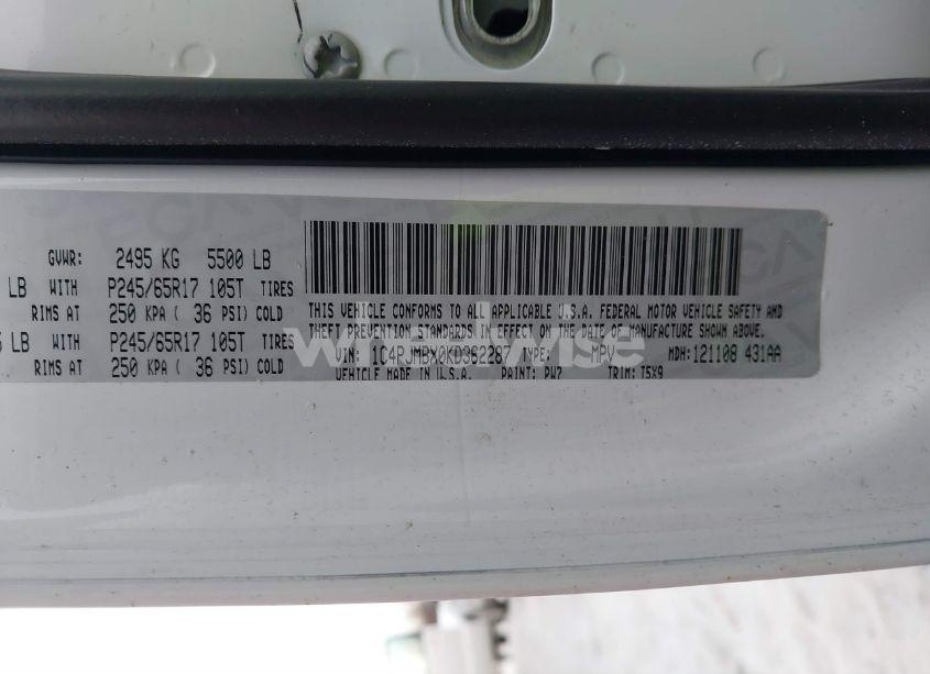 Photo 9 of 2019 Jeep Cherokee TRAILHAWK 4X4 (VIN 1C4PJMBX0KD362287)