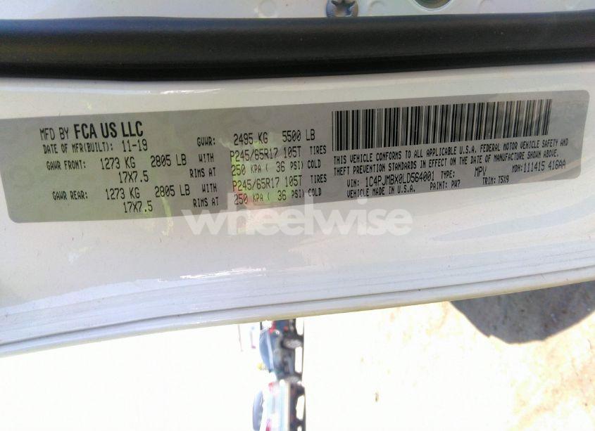 Photo 9 of 2020 Jeep Cherokee TRAILHAWK 4X4 (VIN 1C4PJMBX0LD564001)