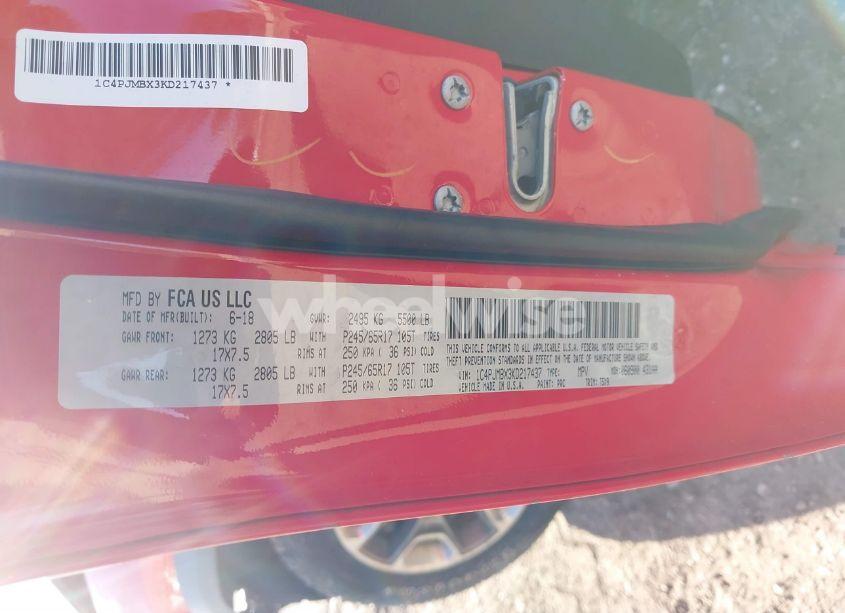 Photo 9 of 2019 Jeep Cherokee TRAILHAWK 4X4 (VIN 1C4PJMBX3KD217437)