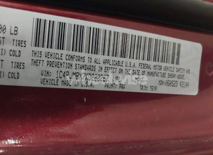 Photo 9 of 2019 Jeep Cherokee TRAILHAWK 4X4 (VIN 1C4PJMBX7KD200267)