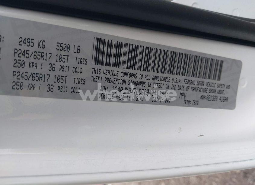 Photo 9 of 2020 Jeep Cherokee TRAILHAWK 4X4 (VIN 1C4PJMBX7LD609404)