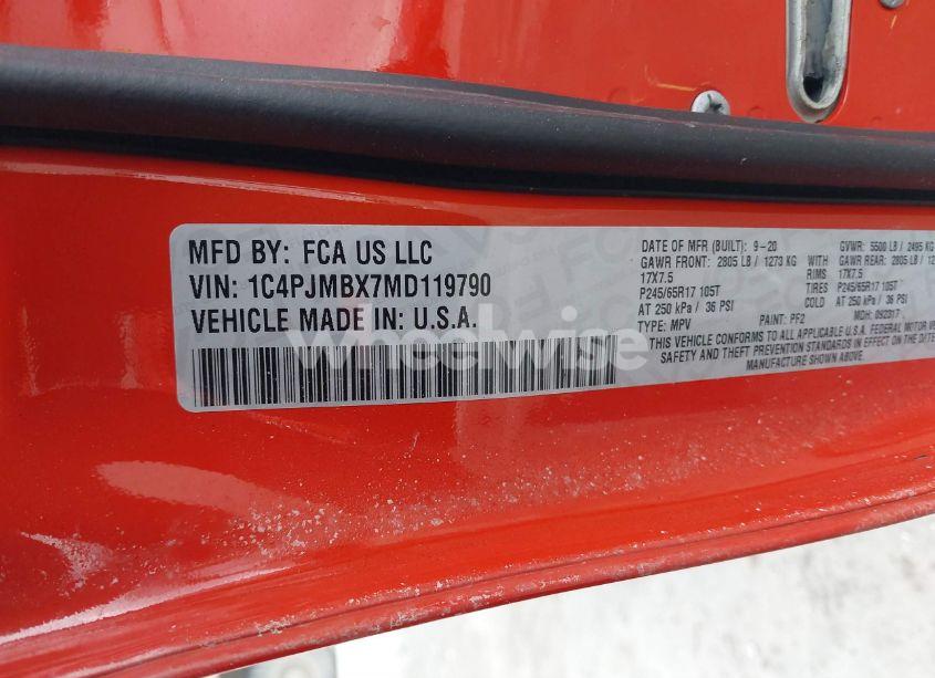 Photo 9 of 2021 Jeep Cherokee TRAILHAWK 4X4 (VIN 1C4PJMBX7MD119790)