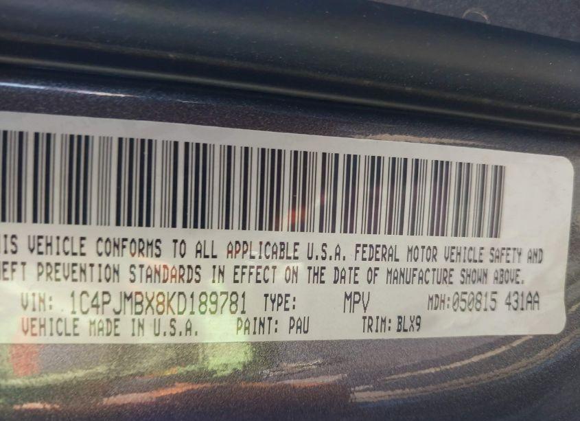 Photo 9 of 2019 Jeep Cherokee TRAILHAWK ELITE 4X4 (VIN 1C4PJMBX8KD189781)