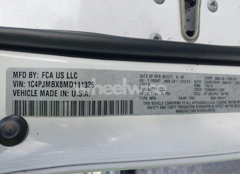 Photo 9 of 2021 Jeep Cherokee TRAILHAWK 4X4 (VIN 1C4PJMBX8MD111326)