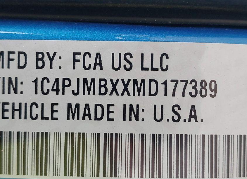 Photo 9 of 2021 Jeep Cherokee TRAILHAWK 4X4 (VIN 1C4PJMBXXMD177389)