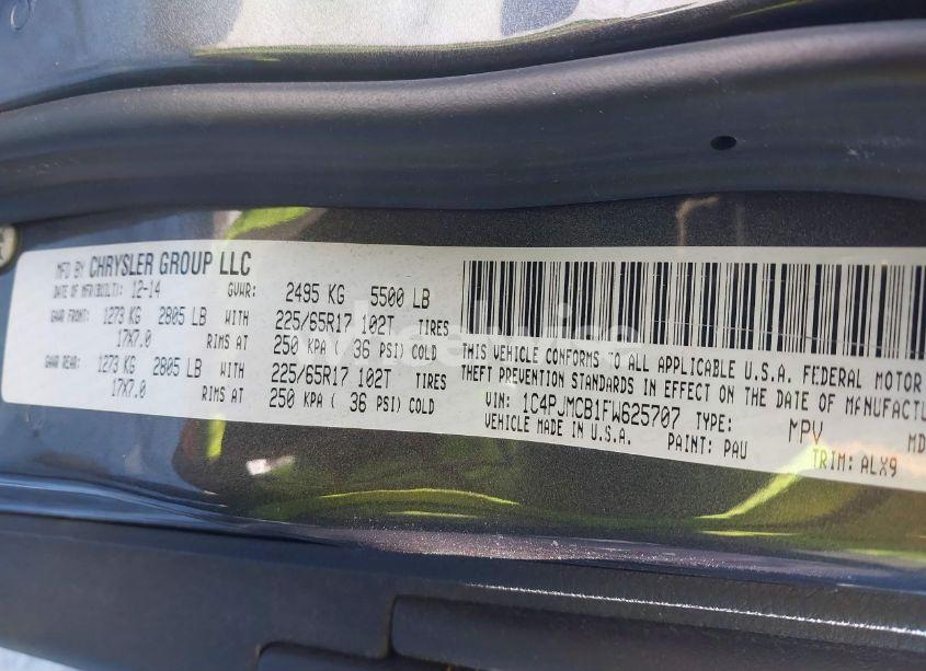 Photo 9 of 2015 Jeep Cherokee LATITUDE (VIN 1C4PJMCB1FW625707)