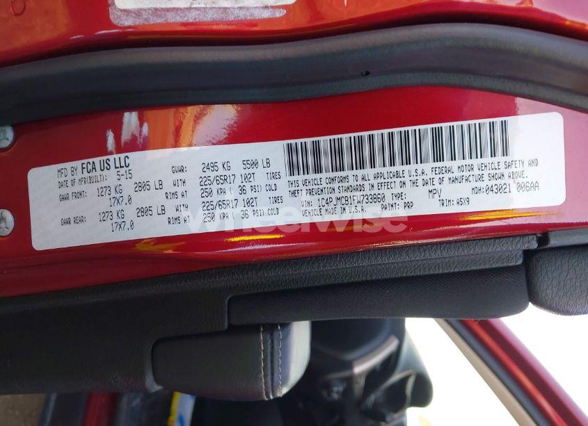 Photo 9 of 2015 Jeep Cherokee LATITUDE (VIN 1C4PJMCB1FW733860)