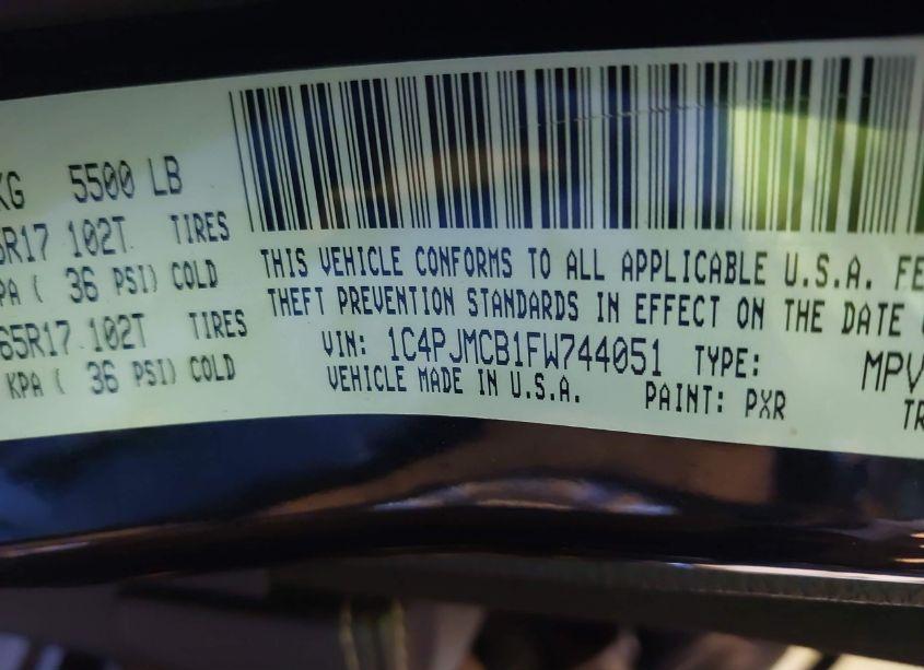 Photo 9 of 2015 Jeep Cherokee LATITUDE (VIN 1C4PJMCB1FW744051)