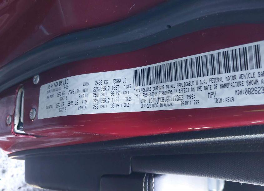 Photo 9 of 2016 Jeep Cherokee LATITUDE (VIN 1C4PJMCB1GW117853)