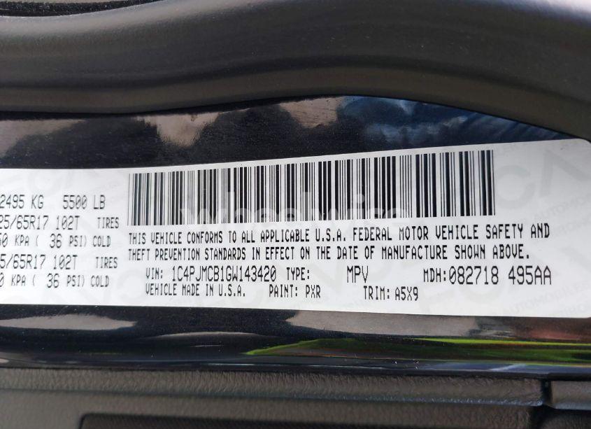 Photo 9 of 2016 Jeep Cherokee LATITUDE (VIN 1C4PJMCB1GW143420)