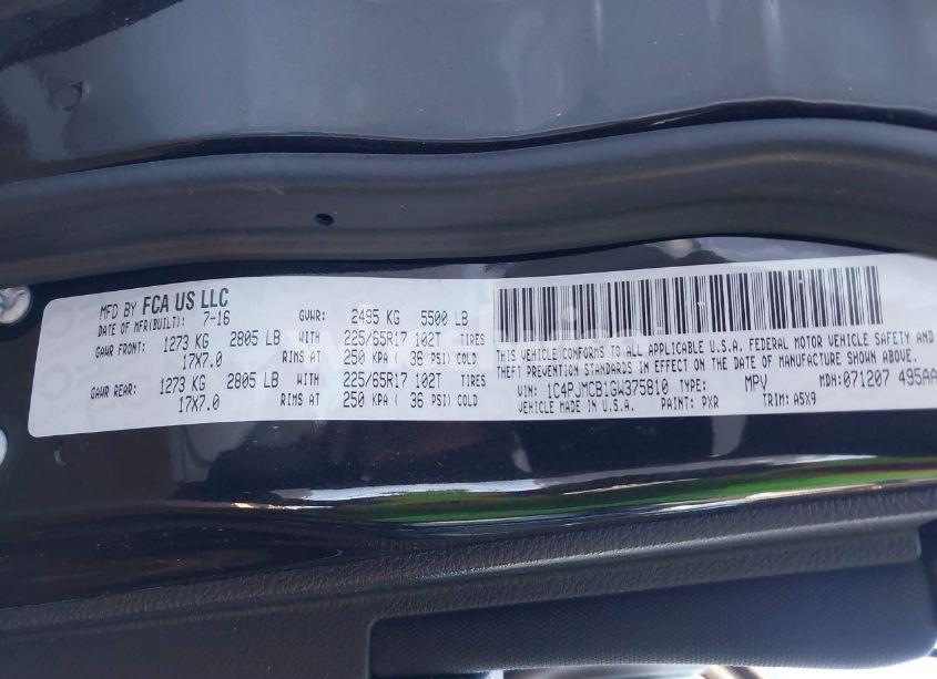 Photo 9 of 2016 Jeep Cherokee LATITUDE (VIN 1C4PJMCB1GW375810)