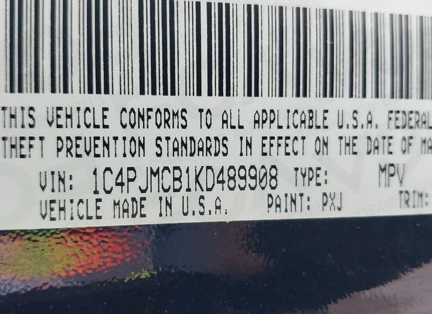 Photo 9 of 2019 Jeep Cherokee LATITUDE 4X4 (VIN 1C4PJMCB1KD489908)