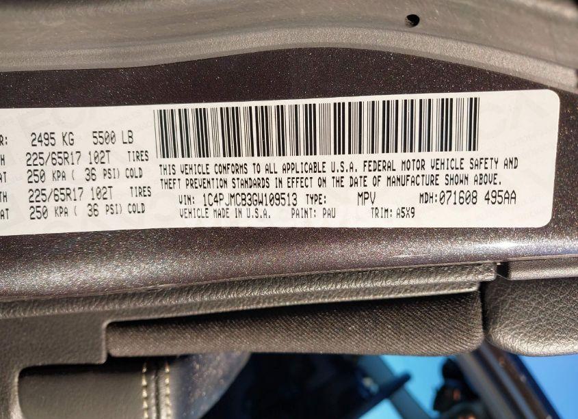 Photo 9 of 2016 Jeep Cherokee LATITUDE (VIN 1C4PJMCB3GW109513)