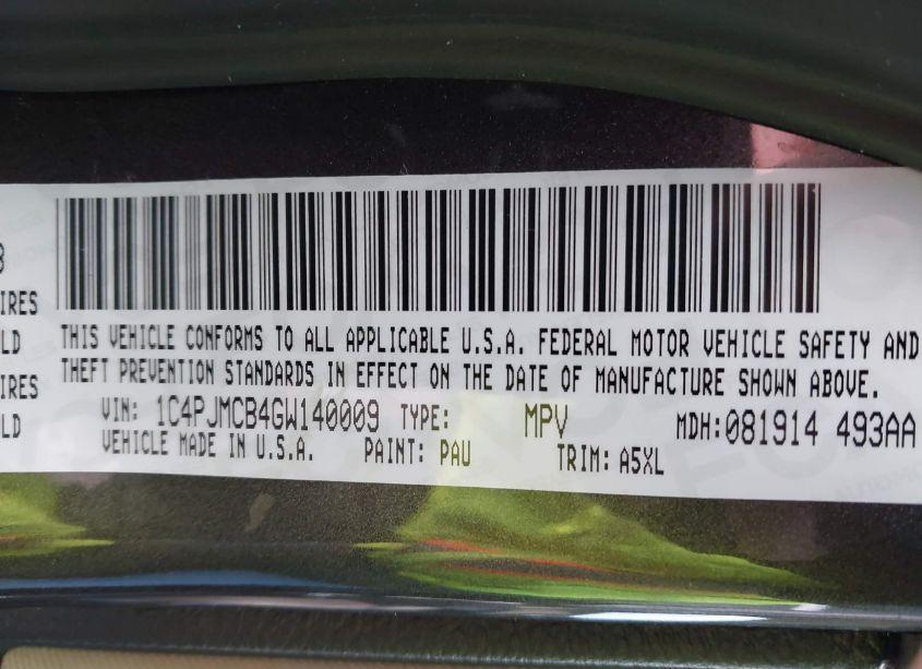 Photo 9 of 2016 Jeep Cherokee LATITUDE (VIN 1C4PJMCB4GW140009)