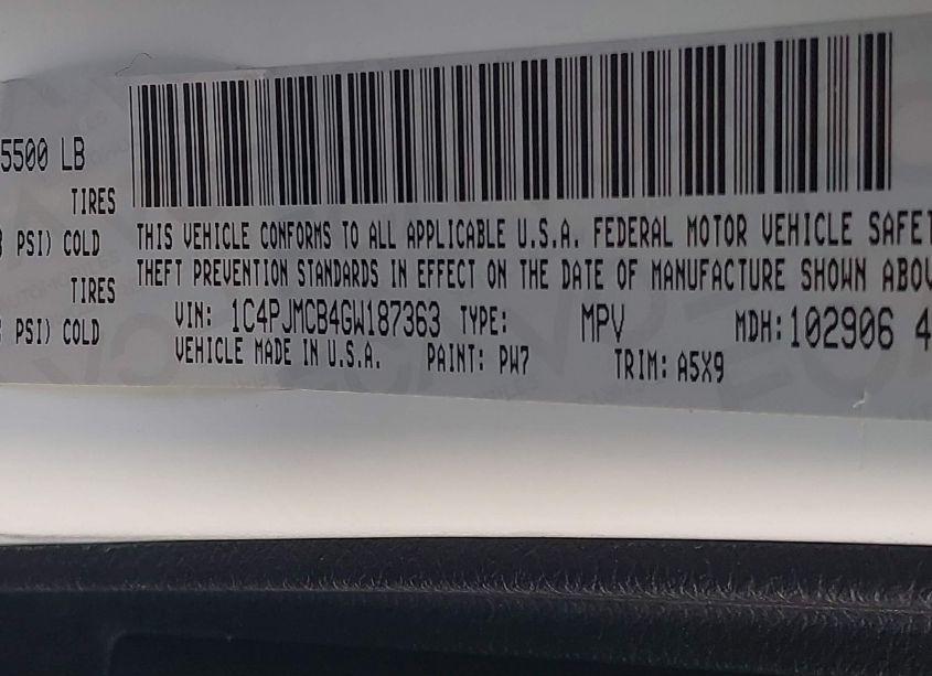 Photo 9 of 2016 Jeep Cherokee ALTITUDE (VIN 1C4PJMCB4GW187363)