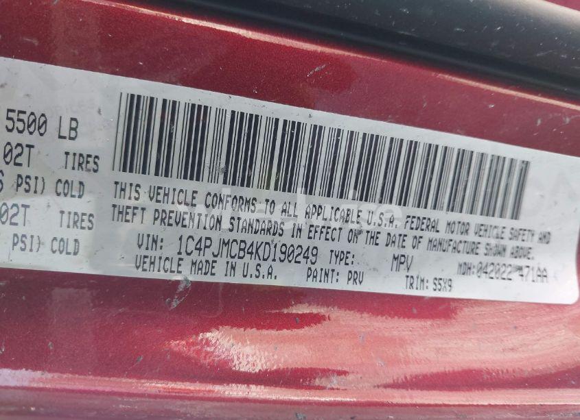 Photo 9 of 2019 Jeep Cherokee LATITUDE 4X4 (VIN 1C4PJMCB4KD190249)