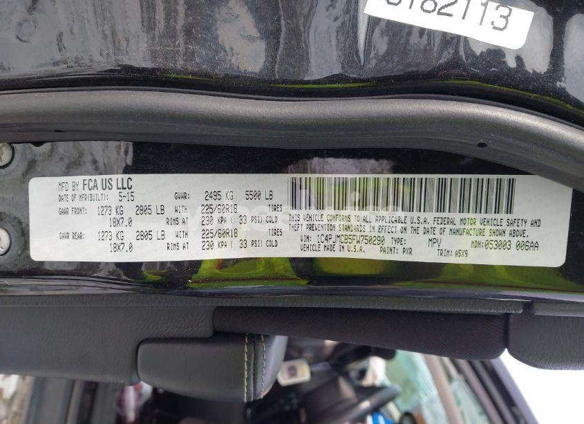 Photo 9 of 2015 Jeep Cherokee LATITUDE ALTITUDE (VIN 1C4PJMCB5FW750290)