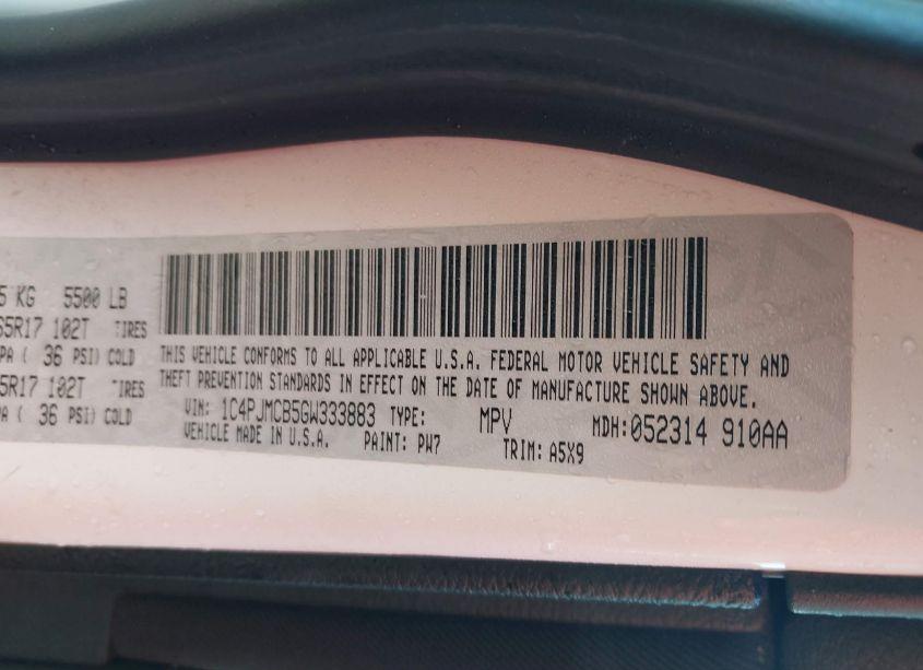 Photo 9 of 2016 Jeep Cherokee LATITUDE (VIN 1C4PJMCB5GW333883)