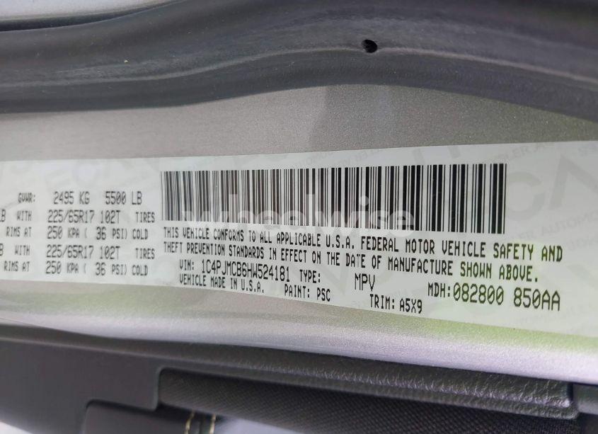 Photo 9 of 2017 Jeep Cherokee LATITUDE 4X4 (VIN 1C4PJMCB6HW524181)