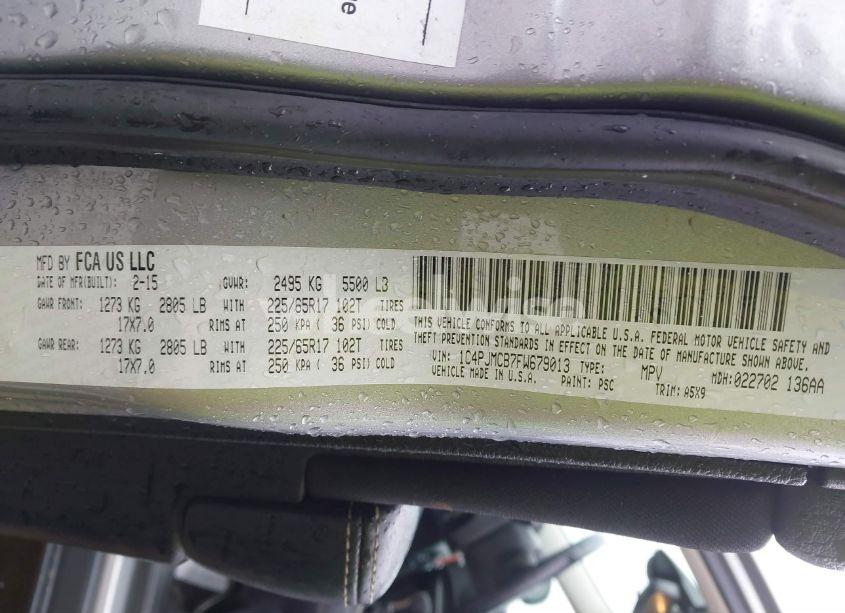 Photo 9 of 2015 Jeep Cherokee LATITUDE (VIN 1C4PJMCB7FW679013)