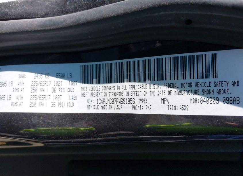 Photo 9 of 2015 Jeep Cherokee LATITUDE (VIN 1C4PJMCB7FW691856)