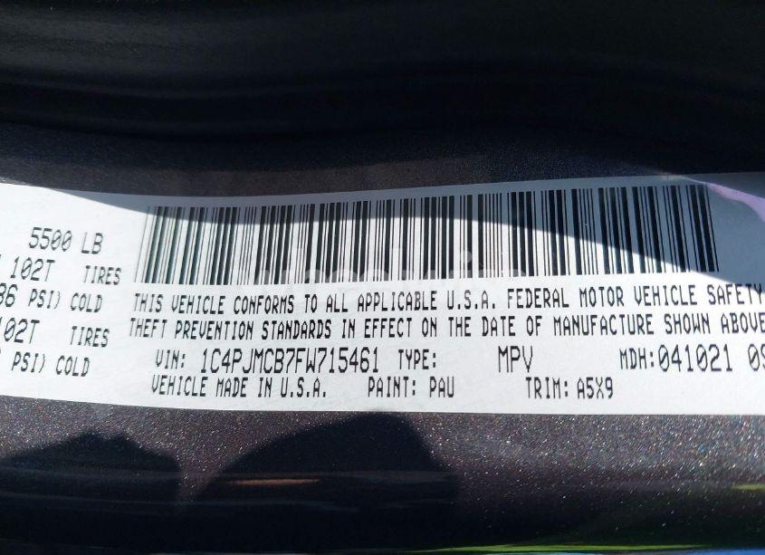 Photo 9 of 2015 Jeep Cherokee LATITUDE (VIN 1C4PJMCB7FW715461)