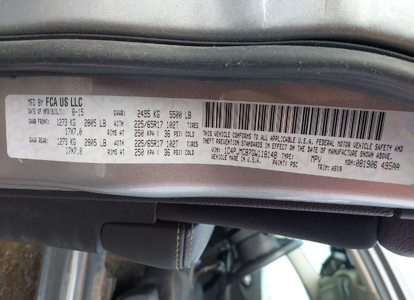 Photo 9 of 2016 Jeep Cherokee LATITUDE (VIN 1C4PJMCB7GW118148)