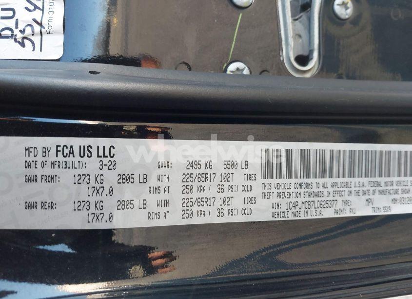 Photo 9 of 2020 Jeep Cherokee LATITUDE 4X4 (VIN 1C4PJMCB7LD625377)