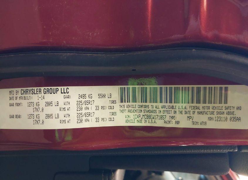 Photo 9 of 2014 Jeep Cherokee LATITUDE (VIN 1C4PJMCB8EW171857)