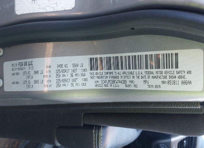 Photo 9 of 2015 Jeep Cherokee LATITUDE (VIN 1C4PJMCB8FW744399)