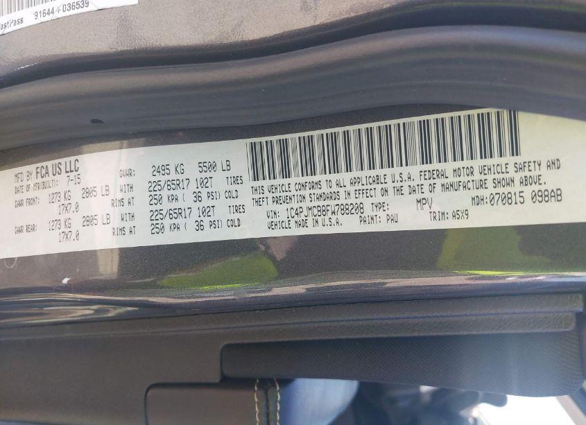 Photo 9 of 2015 Jeep Cherokee LATITUDE (VIN 1C4PJMCB8FW788208)