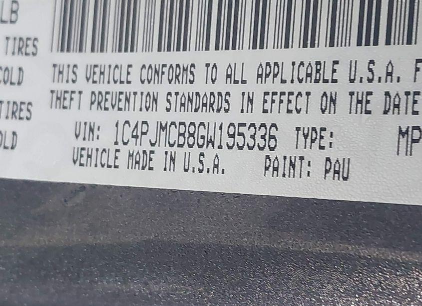 Photo 9 of 2016 Jeep Cherokee LATITUDE (VIN 1C4PJMCB8GW195336)