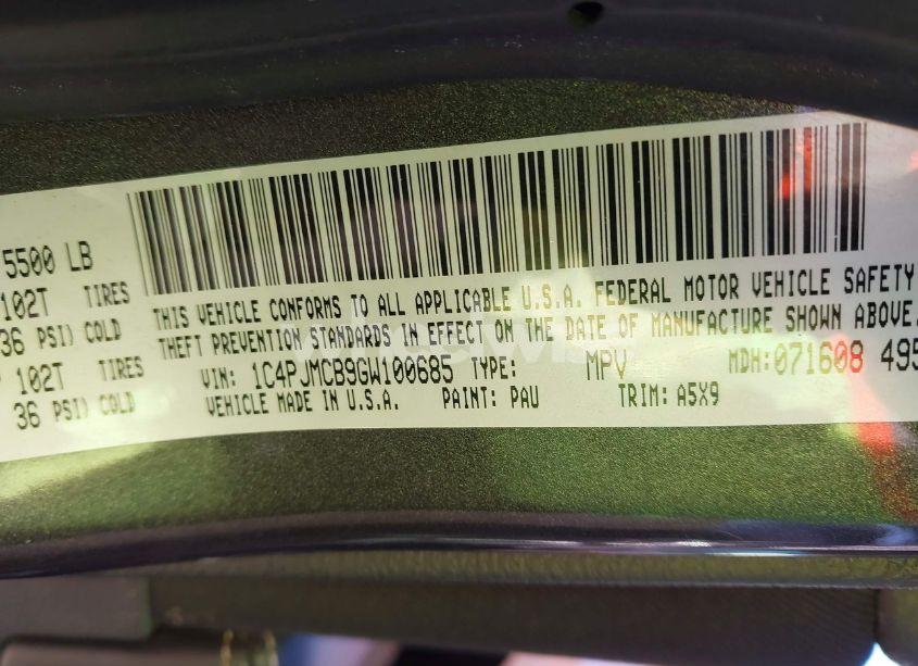 Photo 9 of 2016 Jeep Cherokee LATITUDE (VIN 1C4PJMCB9GW100685)