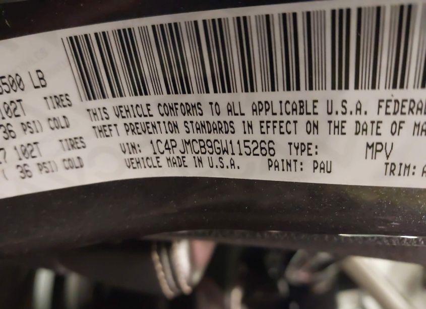 Photo 9 of 2016 Jeep Cherokee LATITUDE (VIN 1C4PJMCB9GW115266)