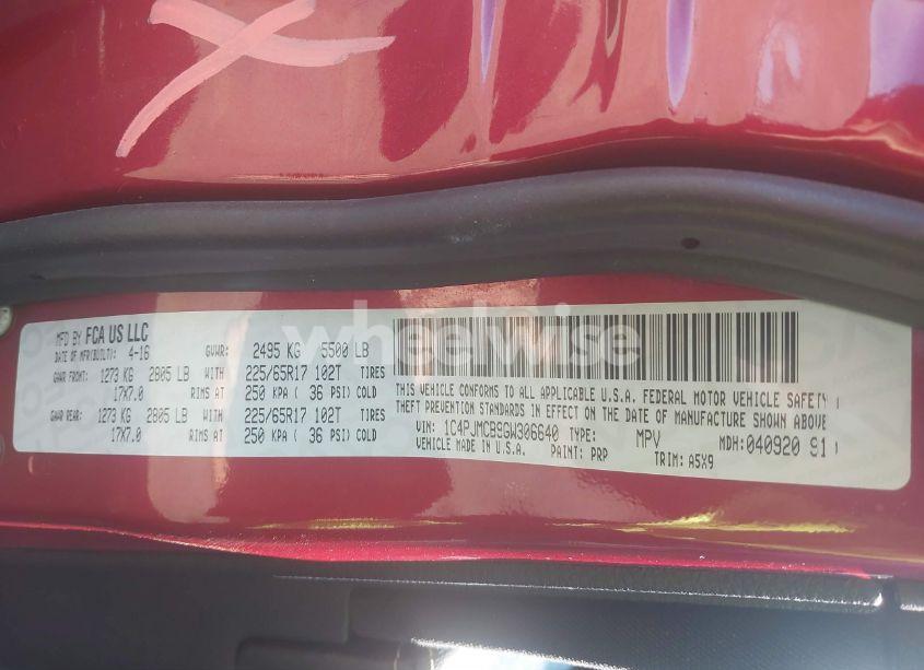 Photo 9 of 2016 Jeep Cherokee LATITUDE (VIN 1C4PJMCB9GW306640)