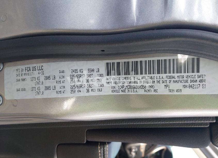 Photo 9 of 2016 Jeep Cherokee LATITUDE (VIN 1C4PJMCB9GW310350)