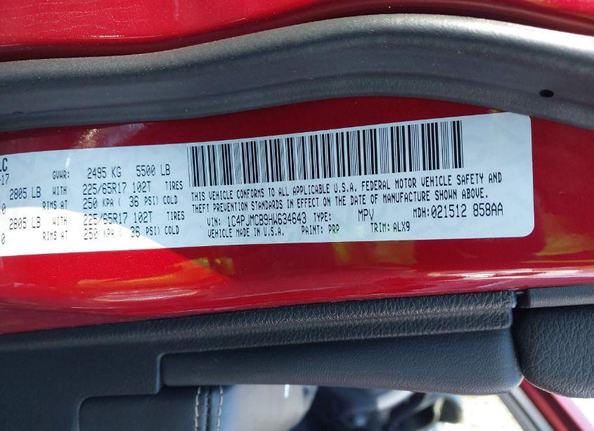 Photo 9 of 2017 Jeep Cherokee LATITUDE 4X4 (VIN 1C4PJMCB9HW634643)