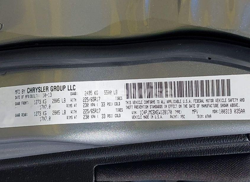 Photo 9 of 2014 Jeep Cherokee LATITUDE (VIN 1C4PJMCBXEW128170)