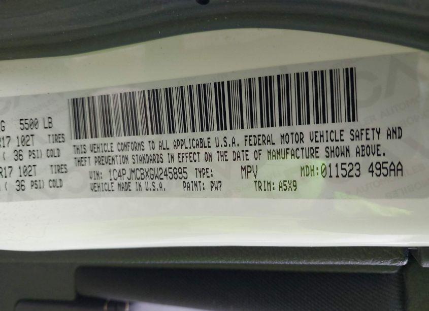 Photo 9 of 2016 Jeep Cherokee LATITUDE (VIN 1C4PJMCBXGW245895)