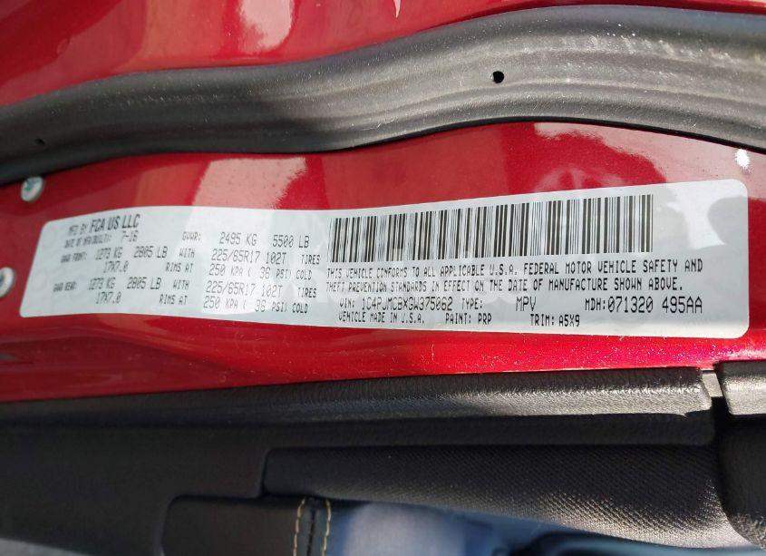 Photo 9 of 2016 Jeep Cherokee LATITUDE (VIN 1C4PJMCBXGW375062)