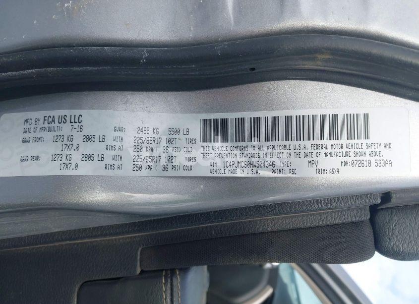 Photo 9 of 2017 Jeep Cherokee LATITUDE 4X4 (VIN 1C4PJMCS0HW504346)